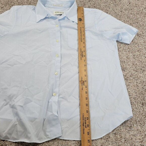 Orvis Shirt Women’s 14 Blue Button Up Shirt Short Sleeve Casual Lightweight - Picture 7 of 8